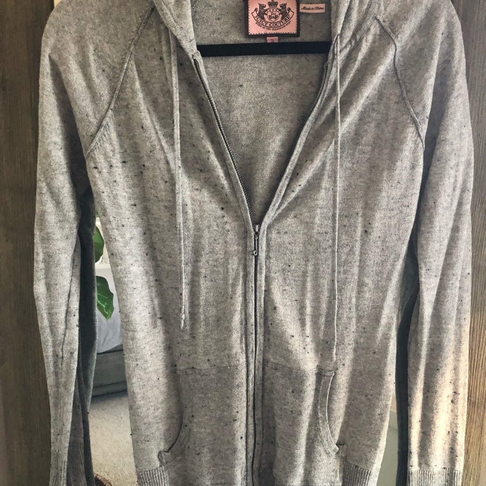 Juicy Couture Slim Fit Grey Zip Up Hoodie - Size S - Y2K Style